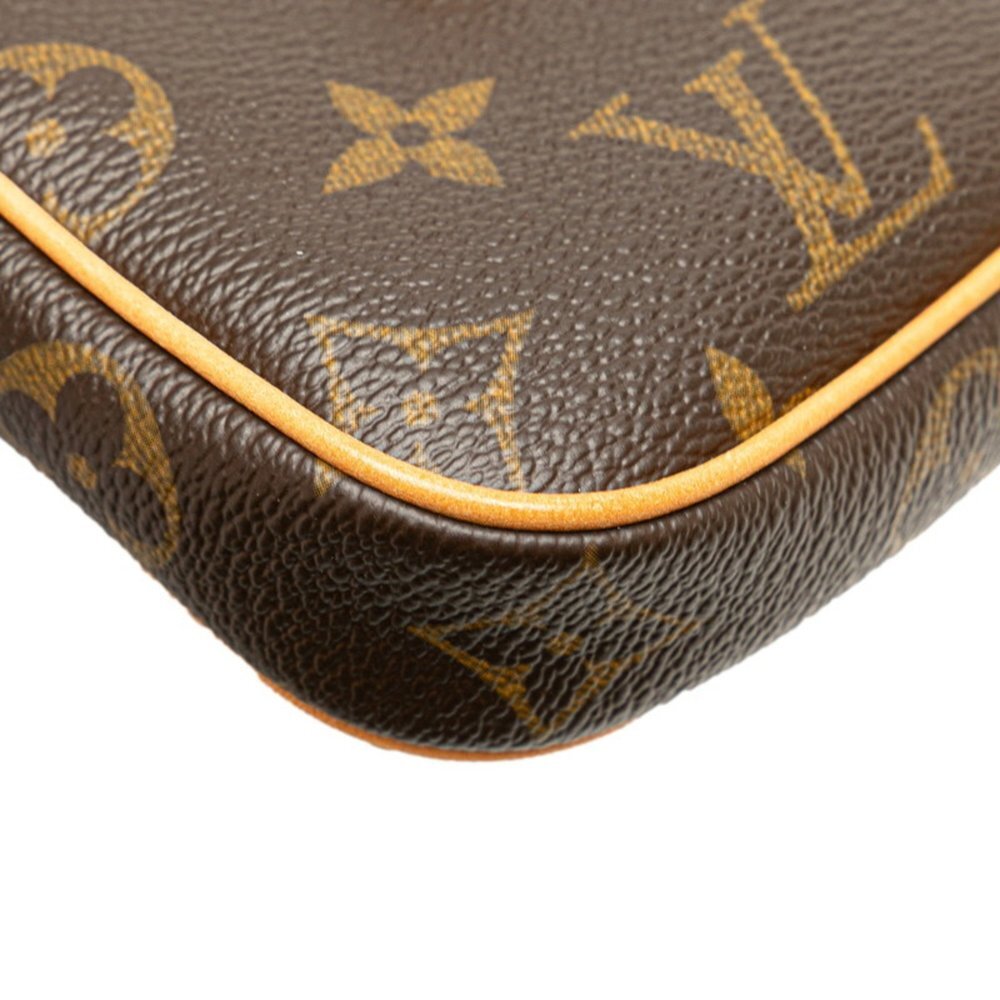 LOUIS VUITTON Authentic Brown Monogram Leather Pochette Shoulder Bag - Picture 5 of 9